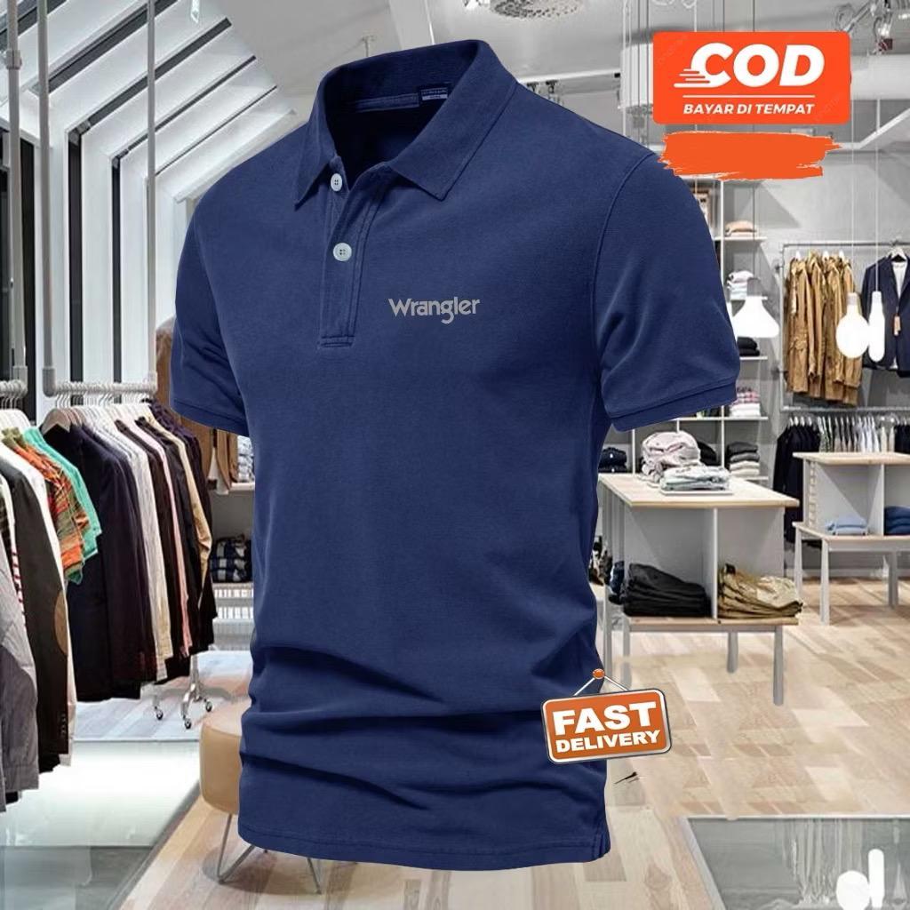 เสื้อโปโลโลโก้ Wrangler ลายเงิน, เสื้อคอปก Distro, เสื้อคอปกรายวันสําหรับผู้ชายและผู้หญิง Unisex