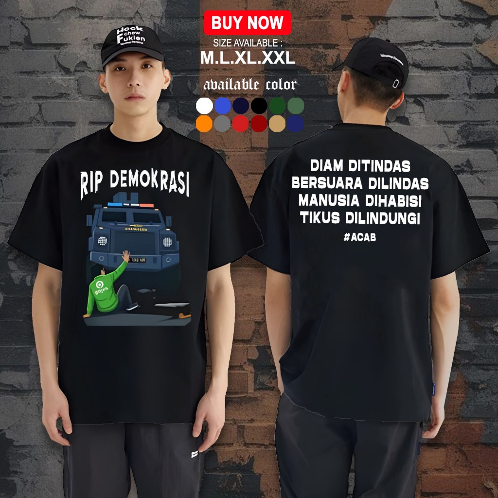 KATUN DISTRO T-SHIRTS "RIP DEMOCRCY ACAB [VOL 5]" - เสื้อยืดพิมพ์สั้นสําหรับผู้ชายและผู้หญิง ไซส์ ML