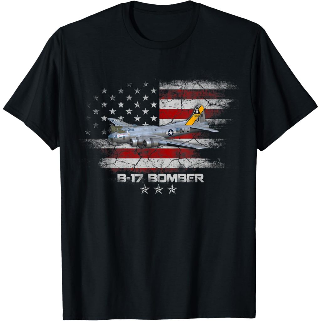 B-17 Flying Fortress World War 2 Bomber Warplane WW2 เสื้อยืด Veteran