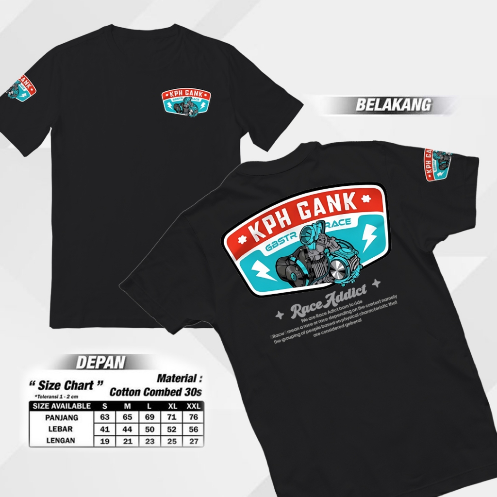 KPH GANK Race Reddit เสื้อยืด/เสื้อยืด/Cool ผู้ชายและผู้หญิง Top/Racing เสื้อยืด/ผ้าฝ้ายผสม 30s