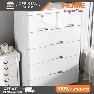 Ihome Lemari Plastik Plastik Cabinet 3-7 lapis 48cm Lemari Laci Loker Plastik Wardrobe Storage