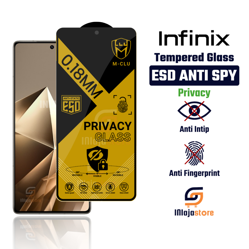 กระจกนิรภัย ESD Anti Spy 0.18 mm Infinix Note 50 50 Pro 50x 5G 40 30 30 Pro 30i 30 VIP 30 5G 12 2023
