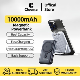 LOCAL Cloema 10000mAh Fast Charging 22.5W Magnetic Phone Battery With Stand 3 Cables  For TypeC iP  Lightning Micro USB Digital Display Power Bank Real Capacity