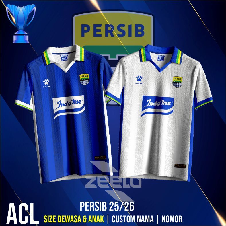 ล่าสุด Persib Bandung ACL TWO Jersey 2025-2026 Custom Name & Number สําหรับผู้ใหญ่และเด็ก