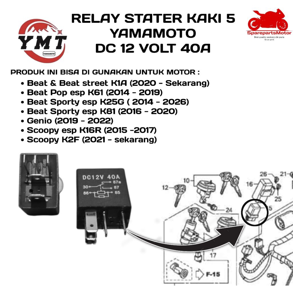 YAMAMOTO DC 12 VOLT 5-LEG STATER RELAY