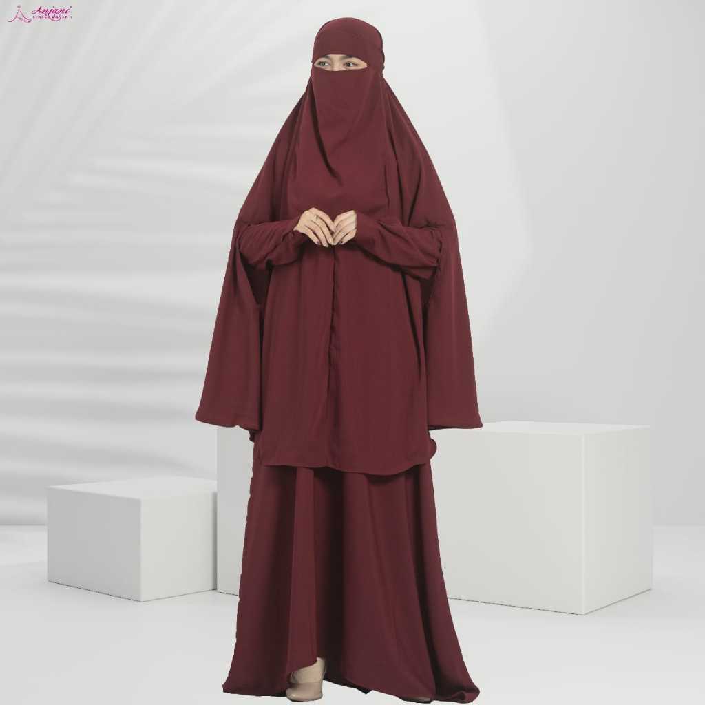 Anisa Syari Plain Syari Gamis Set Hijab Plus Wolfis Busui Veil