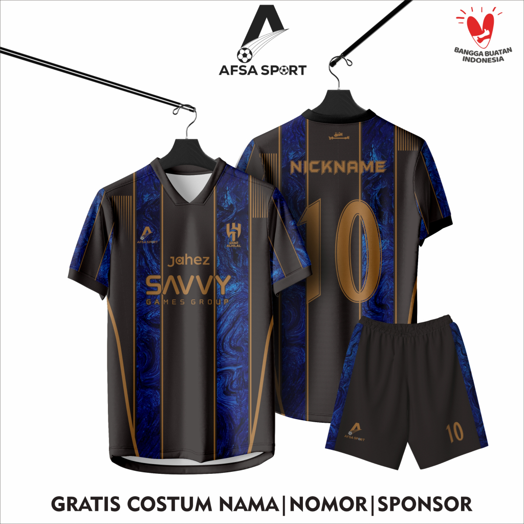 Minisoccer Futsal Jersey Custom ชื่อหมายเลขการพิมพ์เต็มรูปแบบ AL Hilal