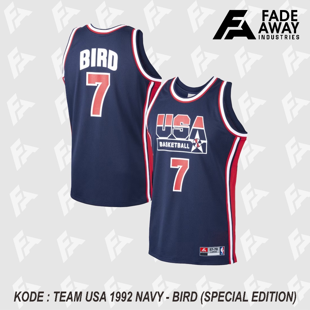 BIRD 7 USA TEAM 92 NAVY BASKETBALL JERSEY