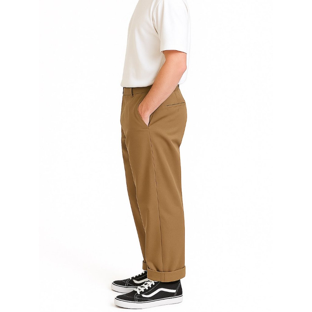 GIORDANO MEN REGULAR FIT STRAIGHT COTTON CHINO PANTS - KHAKI (30)