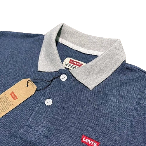 เสื้อยืดคอปกผู้ชาย LV ปักโลโก้ แขนสั้น Casual Distro