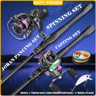 HAIYI FISHING Joran pancing 1 set 1.65m-2.1m Combo Long Cast Reel BC Reel Pancing Kombinasi Pancing Dan Gulungan Kabel Pancing 1 Set Murah Dan Kuat Fishing Set/1 set joran dan reel bc/Casting Pancing Berputar Seri Joran Pancing Kombo Fishing Set