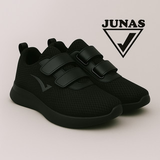 Sepatu Sneakers Anak Laki Laki Perempuan Sepatu Sekolah Hitam Polos Perekat Tk SD SMP SMA