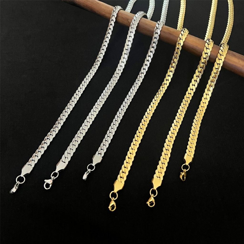 ANTI-RUST SNAKE SCALE TITANIUM CHAIN สร้อยคอสําหรับผู้ชาย / สร้อยคอทองพร้อม DRAGON SCALE MOTIF