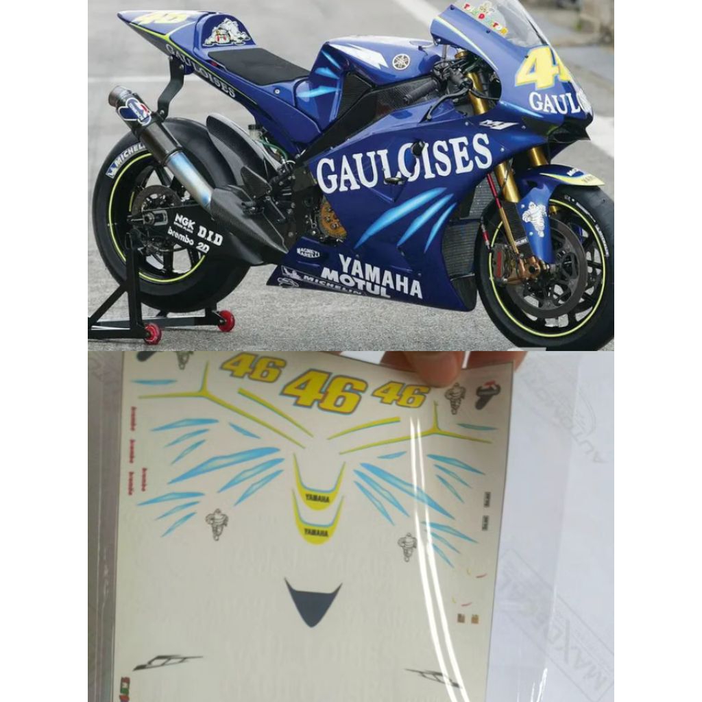 Yamaha YZR M1 2004 รูปลอก Gauloises, Rossi 1/12 รูปลอกไม่มี Precut