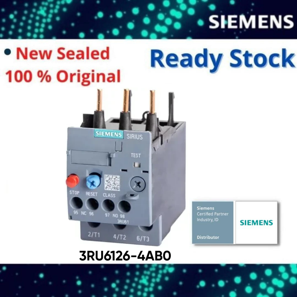 Siemens 3RU6126-4AB0 รีเลย์โอเวอร์โหลด 4.5-6.3 A Size S0, Class 10