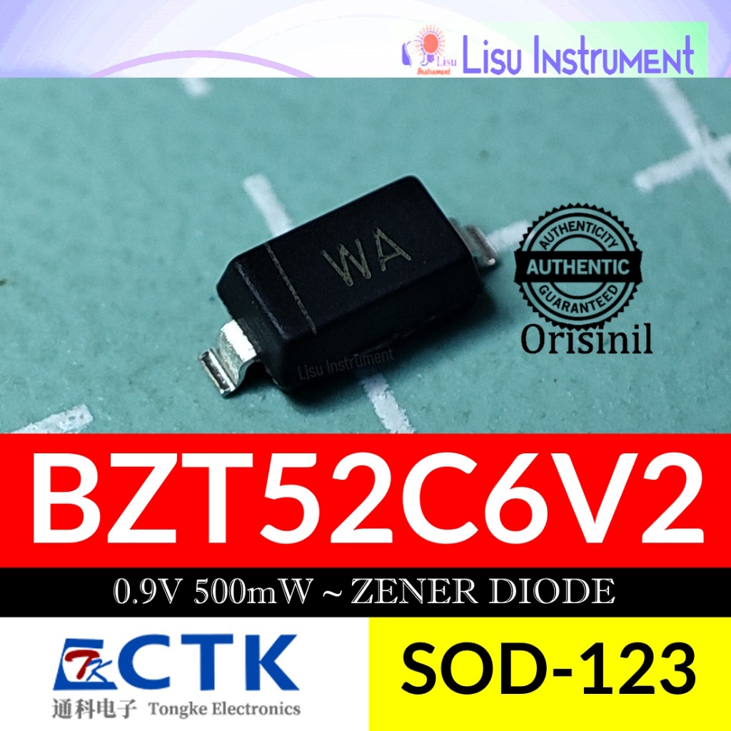 TKBZT52C6V2 0.9V 500mW ~ BZT52C6V2 WA ZENER DIODE SOD-123 CTK อิเล็กทรอนิกส์