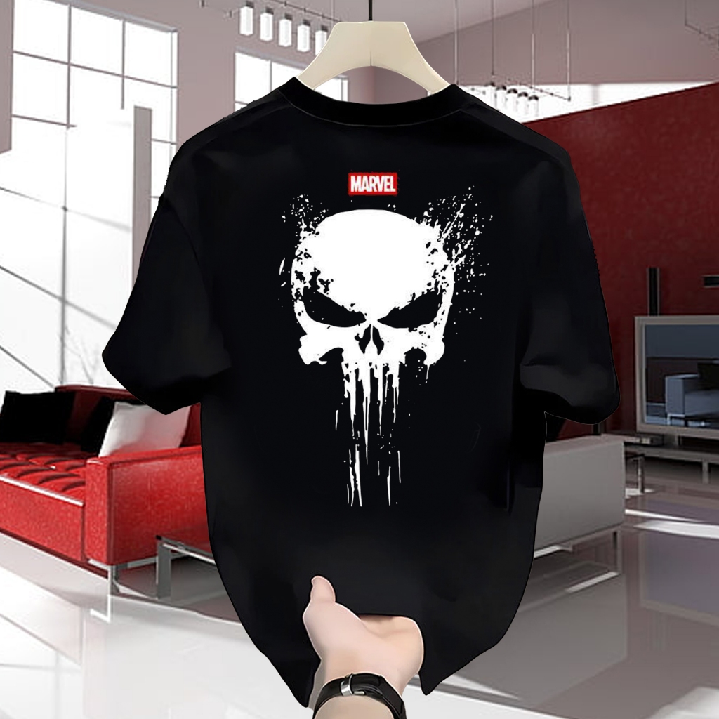 เสื้อยืด 24s 200 Gsm เสื้อเชิ้ตแขนสั้น Unisex Marvel Movies The Punisher Logo