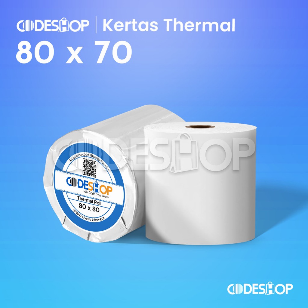 กระดาษเทอร์มอล ECO ขนาด 80x70 MM - 80MM - 80 x 70 MM Codeshop