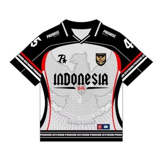 Jersey Boxy Oversize Premium Jumbo PROMISE Indonesia Number 45 Vintage Baju Unisex Pria Wanita Sport Big Size Hitam Putih Tshirt Dryifit Milano Kaos Olahraga Dewasa