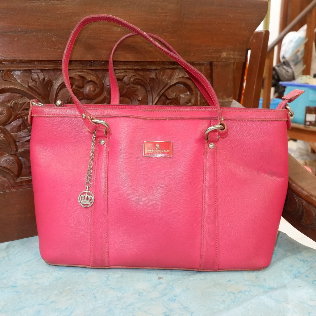 PL Bag Tote Bag Tocco Toscano Brand Italy Pink Fuschia หนังแท้
