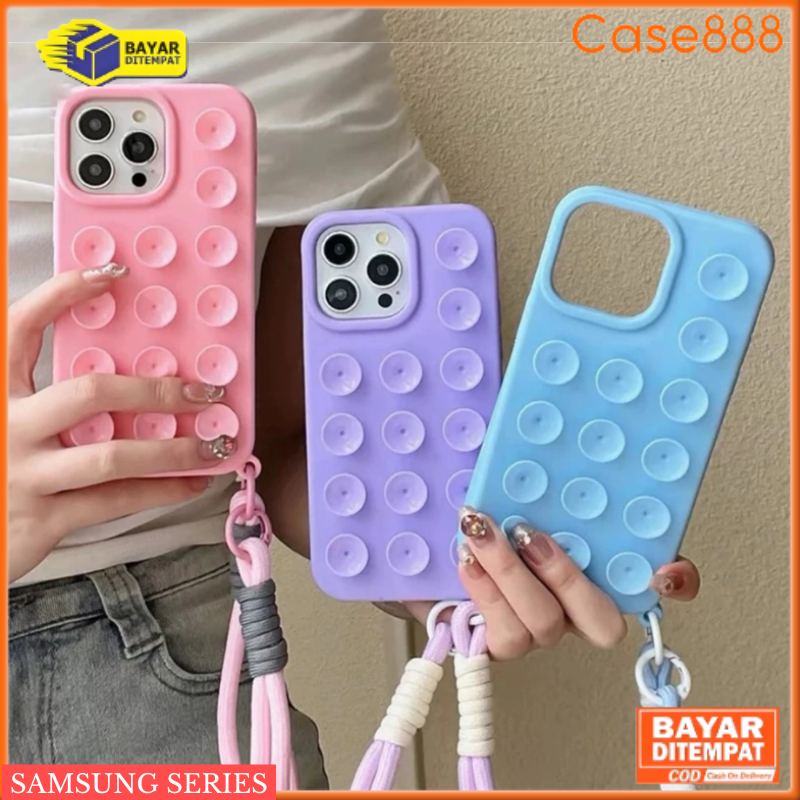 GANTUNGAN Samsung A36 A56 5G S23 Octopus Case อินเทรนด์ Stick-on Octopus Case Lanyard Softcase สีพาส