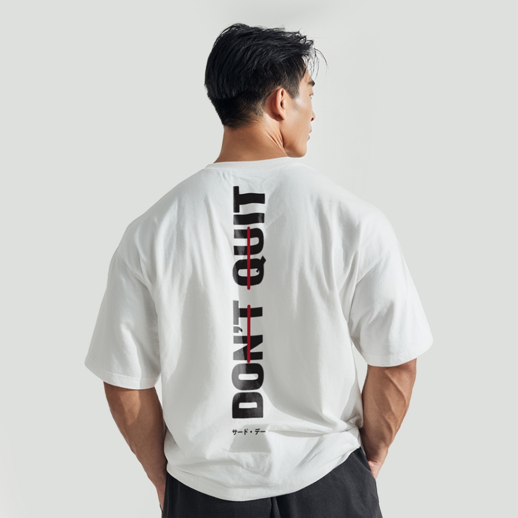 เสื้อยืด Oversize Gym Scuba Lux "Donnut Quit" สีขาว MTU56 Black MTU57 Navy MTU58 Khaki MTV64 Maroon 