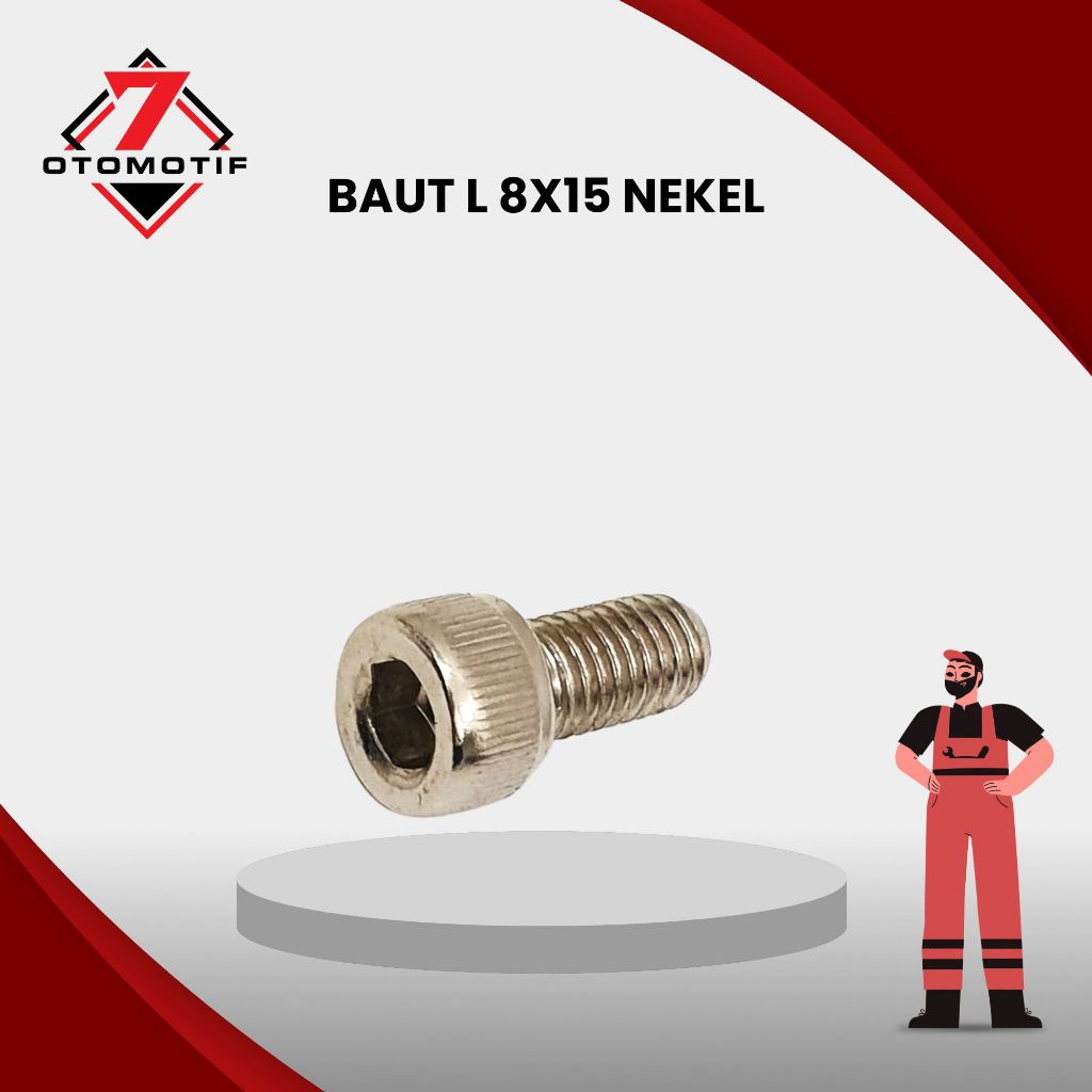 Bolt L M8x15 Key L6 Thread 12 Smooth 8x15 M8 8mm นิกเกิล