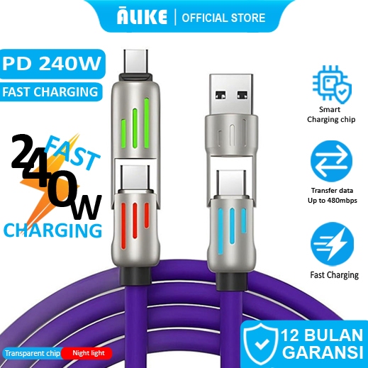 ALIKE 4in1 240W สายชาร์จเร็ว - USB to Type-C & Lightning to Type-C & Type-C to Type-C