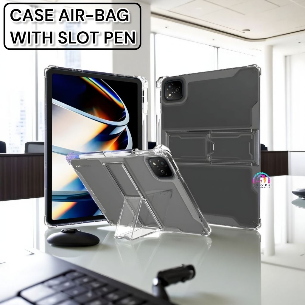 เคส Infinix Xpad | เคสซิลิโคน Infinix XPAD 11 ขาตั้งป้องกันการแตกพร้อมปากกาสล็อตเคสอ่อนยืนปลอกใส