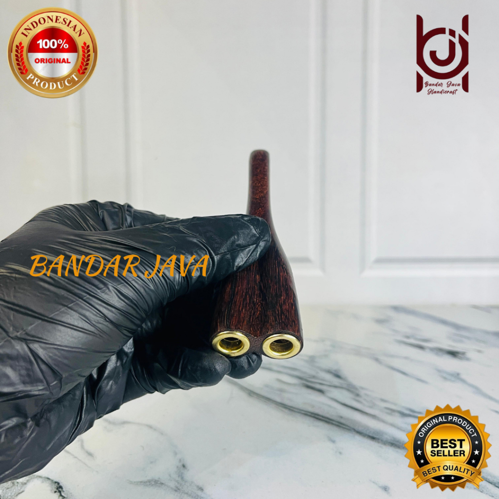 Galih Asem Wood Pipe with 2 Holes for Premium Herbal By Bandar Java