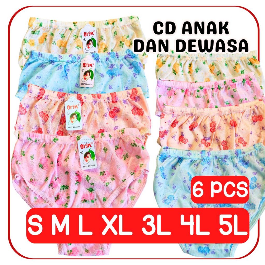 6 ชิ้น ORIN กางเกงชั้นในสตรี / Orin GRIYO DALEMAN99 ซีดีผู้หญิง