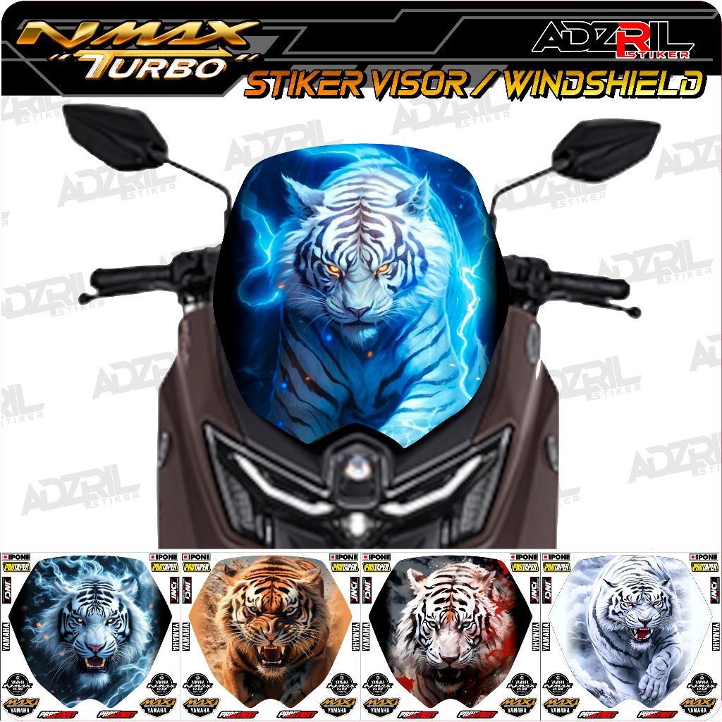 Yamaha Nmax TURBO 2024-2025 TIGER COOL Winshield Visor decal Sticker (T-08) / TIGER Image Winshield 