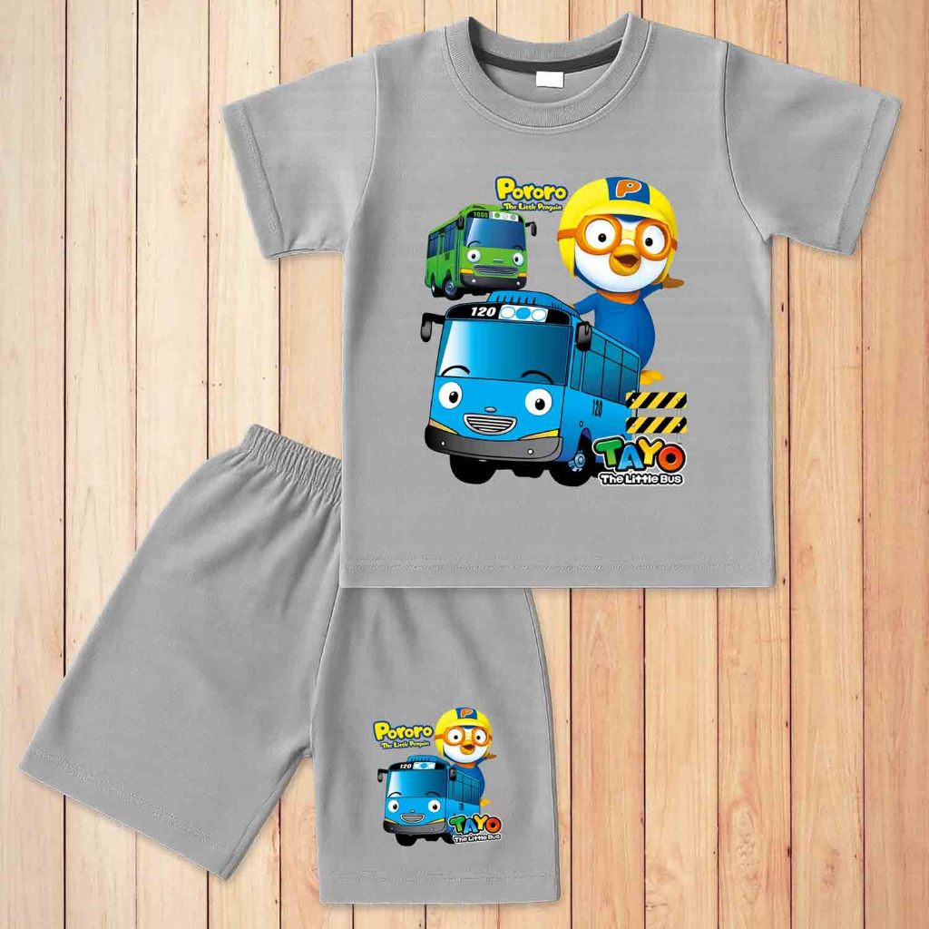 Distro T-shirt Suit for Boys and Girls Premium 1 - 10 years bus tayo pororo 3