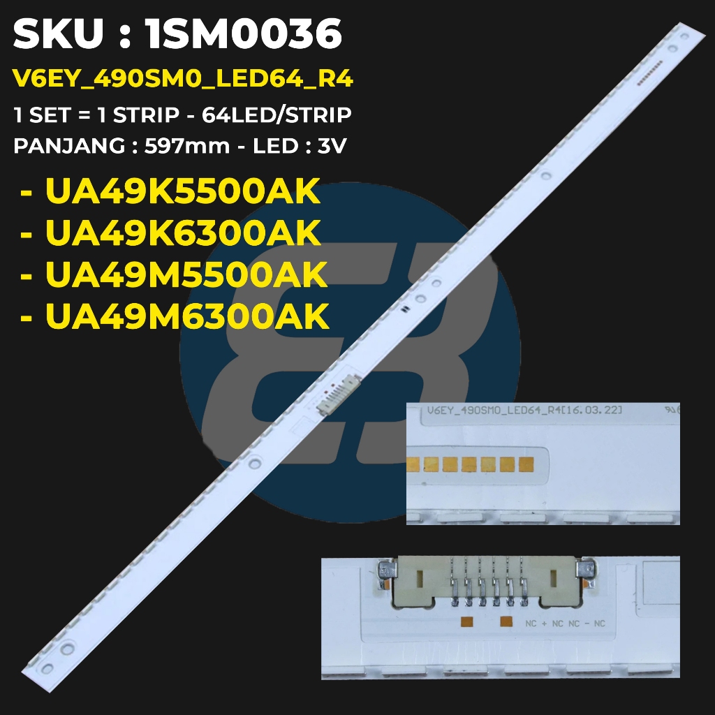 ทีวีแบ็คไลท์ SAMSUNG UA49K5500 UA49K6300 UA49M5500 UA49M6300 V6EY_490SM0_LED64_R4 LM41-00300A