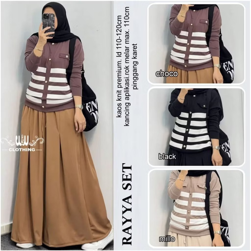 RAYYA SET / ONE SET PREMIUM HQ KNIT SKIRT