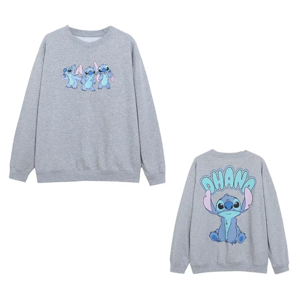 เสื้อสเวตเตอร์ Disney Stitch ปัก Ohana สีเทา lilositch