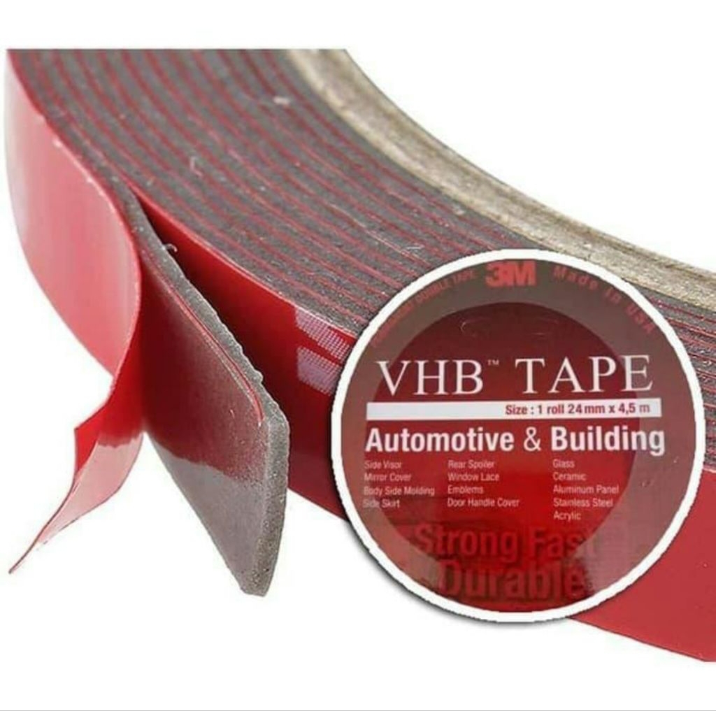 MERAH Double Tape VHB Tape ขนาดใหญ่ 24mm X 4.5mm 3M Double Tape สีแดง USA