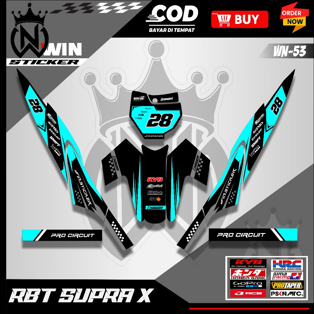 RBT SUPRA X 125 สติ๊กเกอร์, ล่าสุดดัดแปลง RBT Duck Motorcycle Striping Sticker, SUPERMOTO YZ CRF KLX