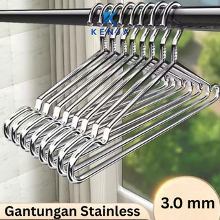 KENJA Gantungan Jemuran Baju Besi Stainless Steel Panjang Awet Kuat Tebal 3 MM dapat 10 PCS