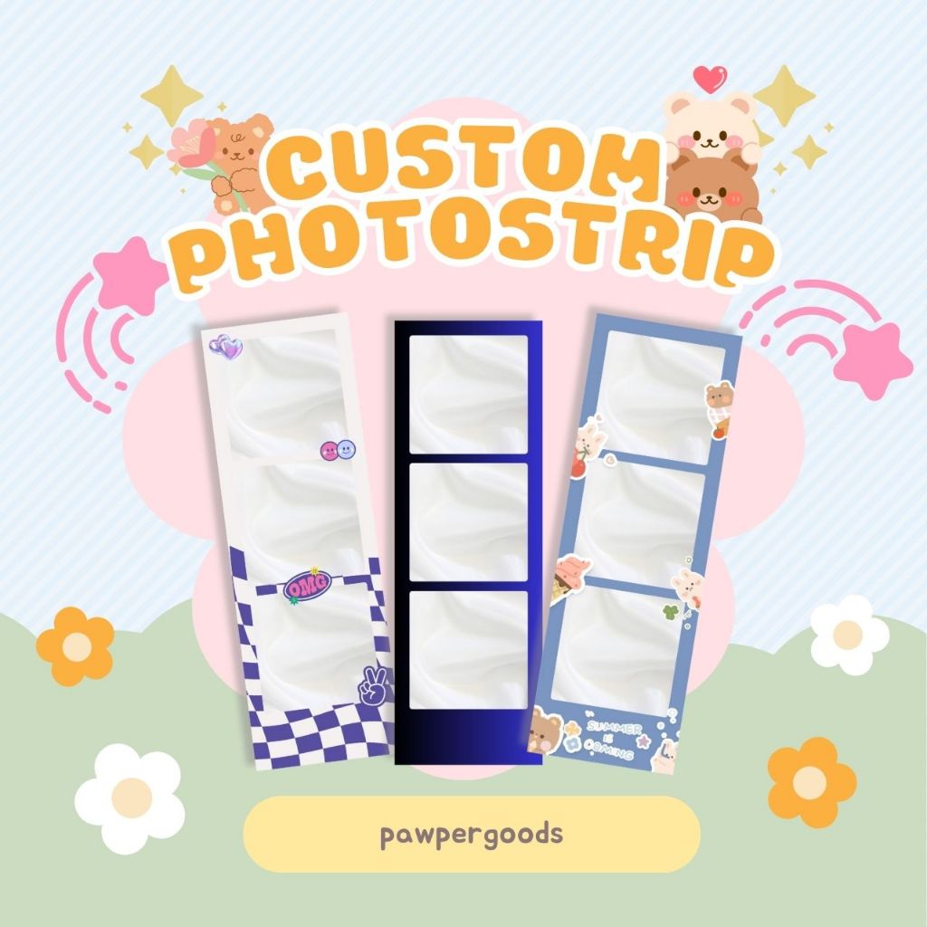 [ครบรอบหนึ่งวัน] CUSTOM PHOTOSTRIP 3 FRAME 1:1 5X15 CM | 50 ทางเลือกของ CUTE AESTHETIC FRAME
