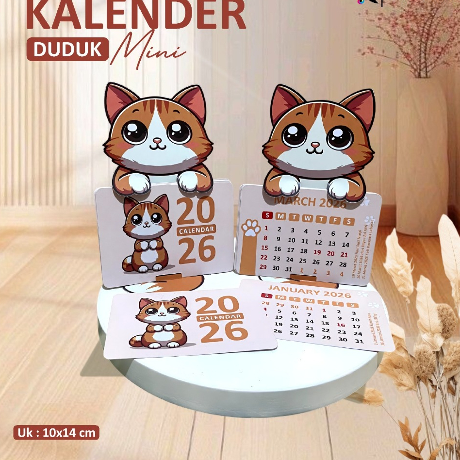 (แมว) SITTING CALENDAR 2026 - ASTHETIC DESK CALENDAR - MINI CALENDAR SOUVENIR