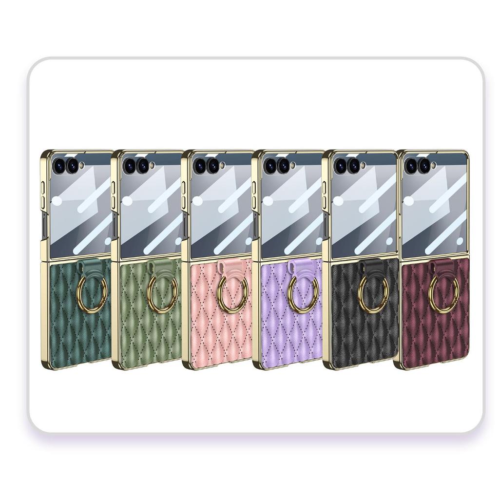 เคส GKK สําหรับ Samsung z flip 7 หนังพร้อมแหวน