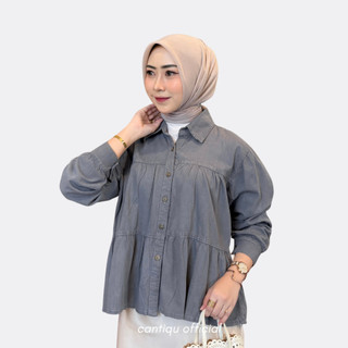 Numala Kemeja Jeans Crop Top Atasan Wanita Lengan Panjang