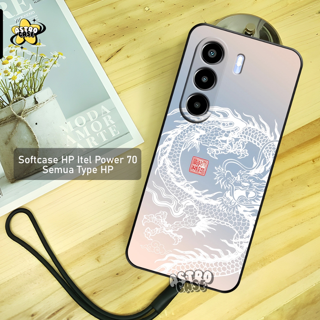 ITEL POWER 70 HP Case - ITEL P70 - Softcase Procamera Rubber Casing Silicone Fashion Case Dragon Mot