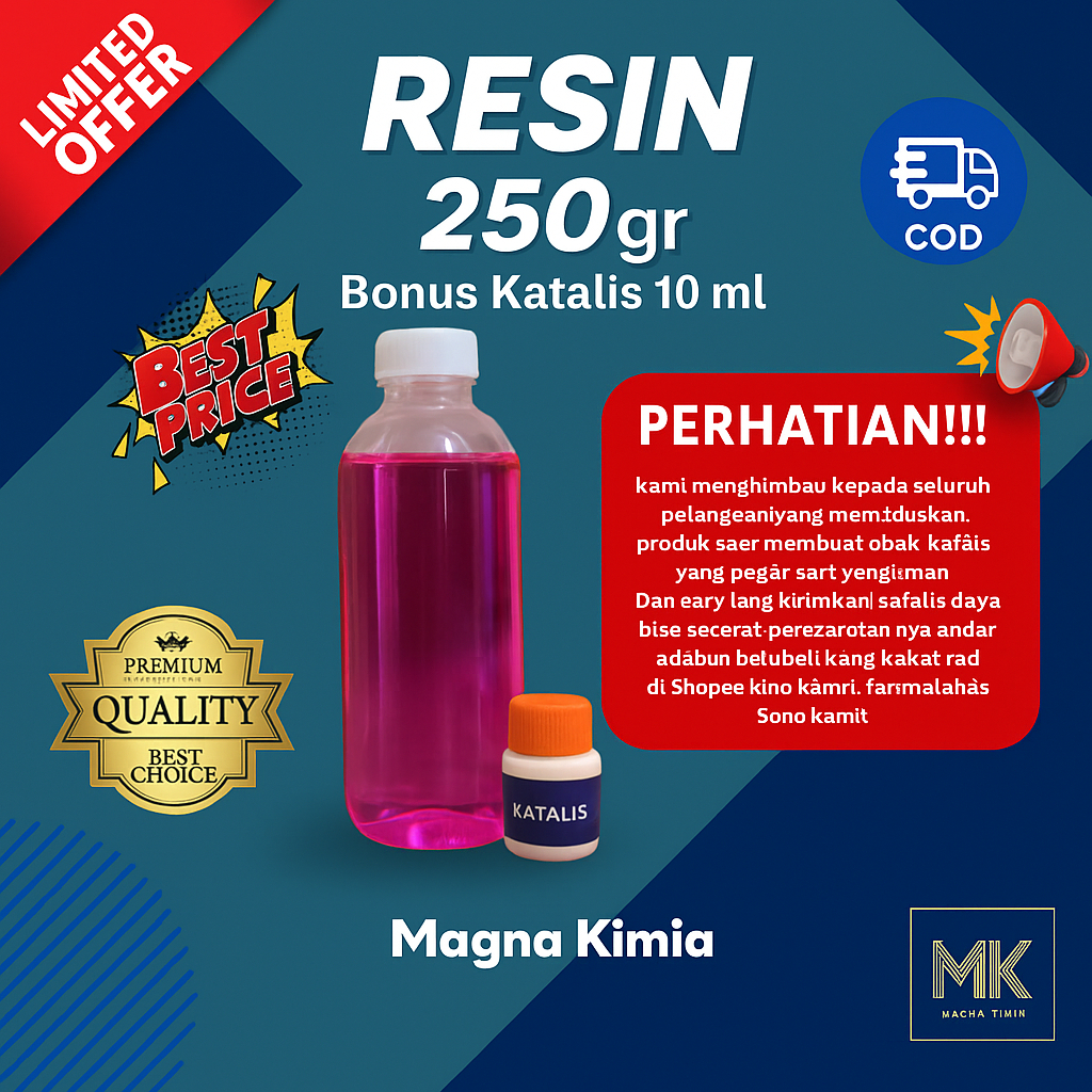 Magna kimia - เรซิ่น 100gr & 250 gr ฟรี catalyst 10gr