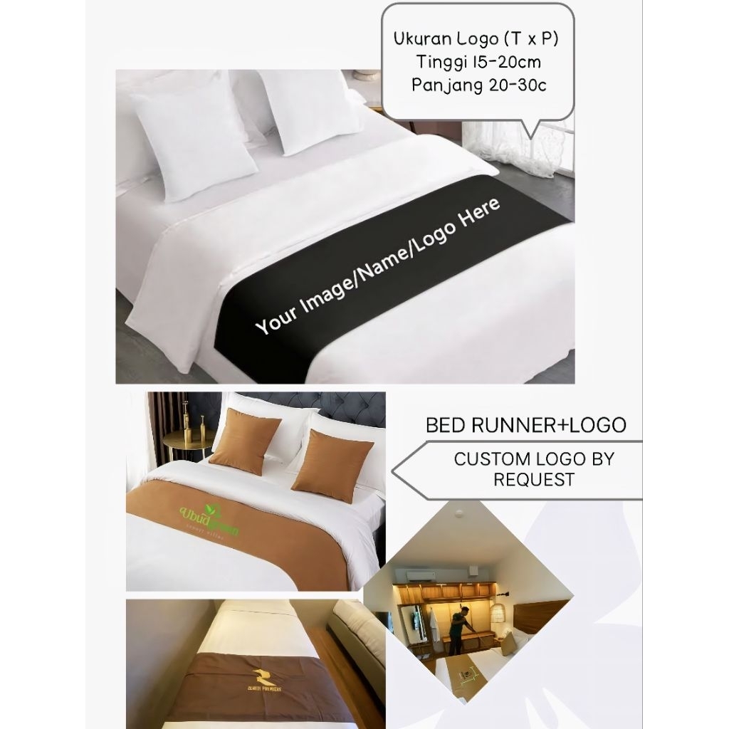 LUXURY BED RUNNER EMBROIDERED โลโก้ที่กําหนดเองชื่อ HOTEL ยี่ห้อ LUXURY GUEST การจัดเก็บบ้าน
