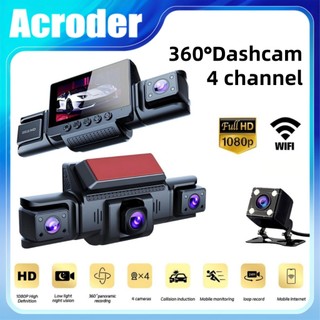 Acroder Dashcam Mobil 4 Cameras HD 1080P WiFi Inframerah Night Vision Loop Recording 24H Parking Monitor
