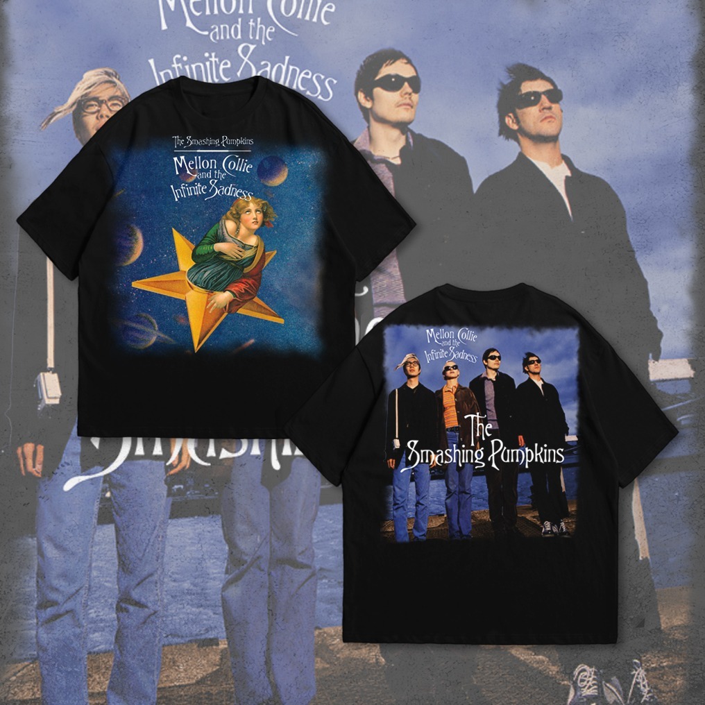เสื้อยืด P&B Oversize Smashing Pumpkins - เสื้อยืด Smashing Pumpkins ขนาดใหญ่สีดํา 20s