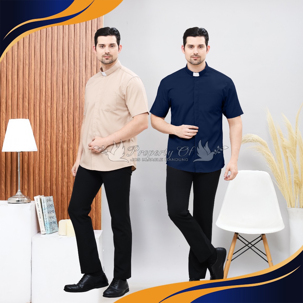 KEMEJA Pastor - เสื้อคอปกสั้นธรรมดา - Premium Tropical Cotton - Jos Miracle Bandung - Miracle - JMB
