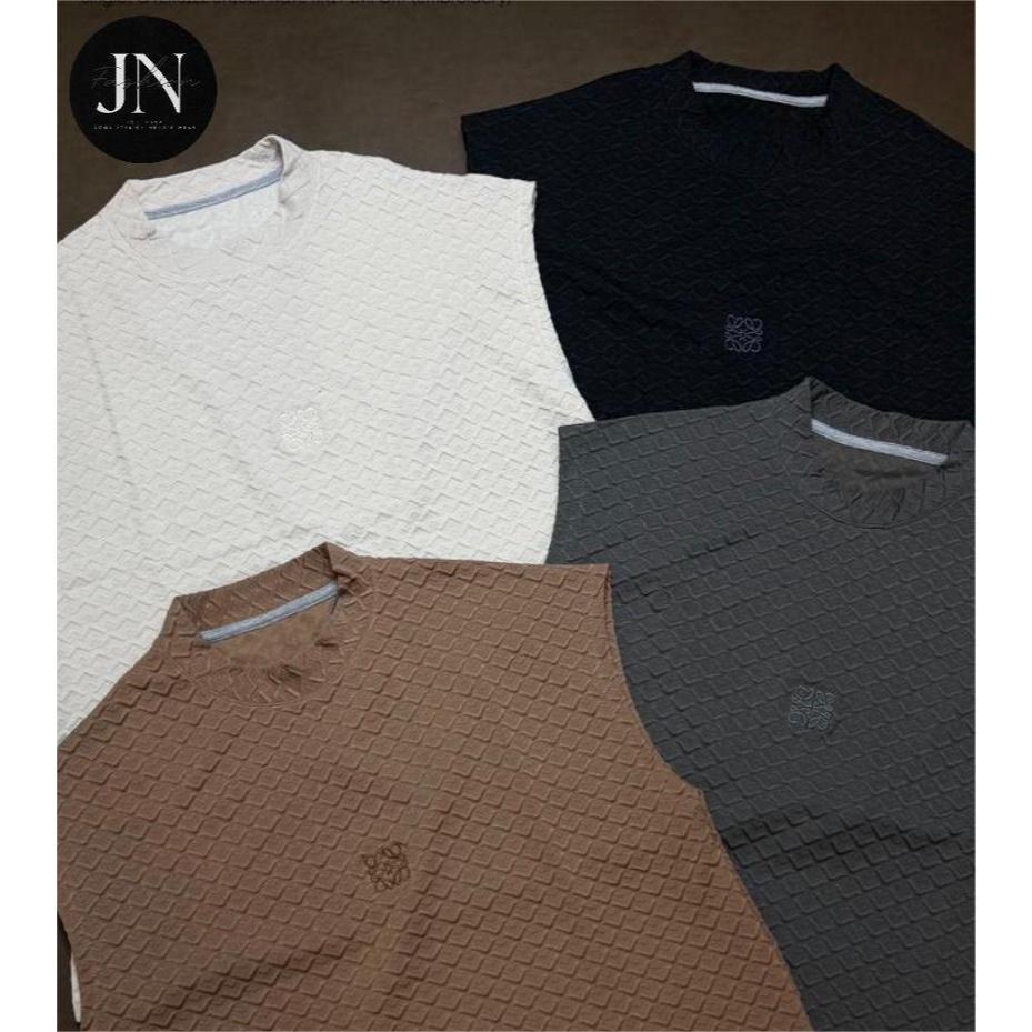 JN-FASHION | เสื้อสายเดี่ยวโอเวอร์ไซส์ผู้ชาย Wave Knit นําเข้า (งานปัก) - เสื้อสายเดี่ยวโอเวอร์ไซส์น